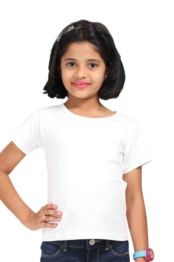 Premium Quality Cotton Girls T-Shirts - White, 5 Years