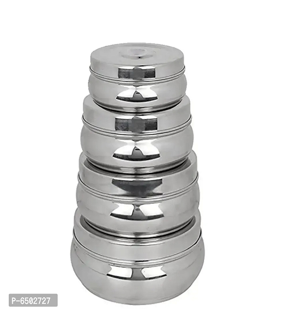 Stainless Steel Belly Food Storage Containers |Set of 4| Kitchen Storage Containers