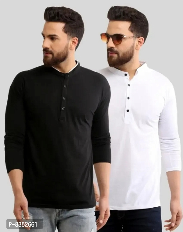 Stylish Cotton Solid Tees Combo For Men Pack Of 2 - M