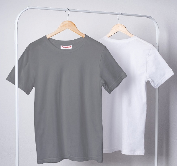 Classic Comfort: Premium Quality Cotton Plain T-Shirt - Pack of Two - S, Grey & White