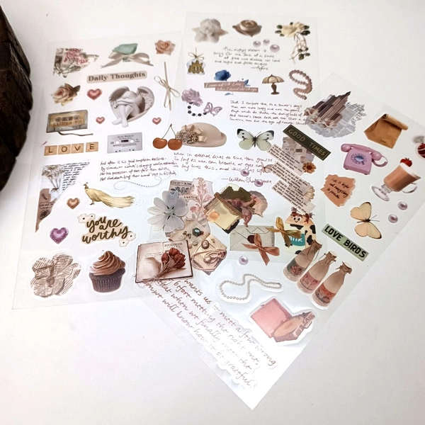 Transparent Aesthetic Sticker 3 Sheet Pack (V01)