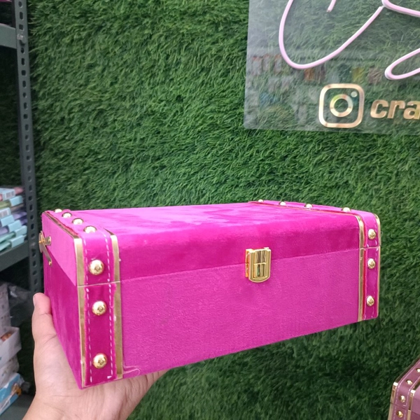 Velvet  Trunk Boxes 7.5×10"  Magenta Pink 