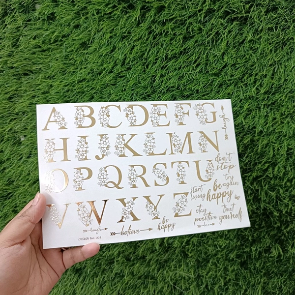 Alphabet A5 Golden Embossed Insert Sticker Sheet 
