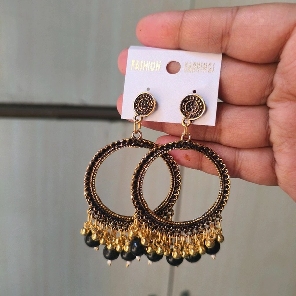 Resin jhumka Base Black Bead 