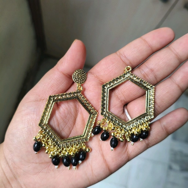 Resin Jhumka Base Pair ( Black Bead) 