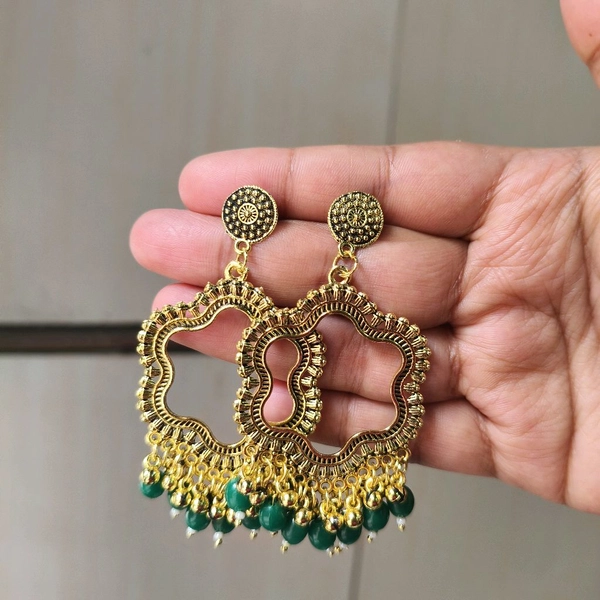 Resin Jhumka Base Pair  ( Green Bead )