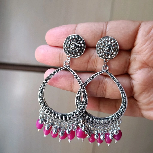Resin Jhumka Base Pair (Magenta Pink Bead) 