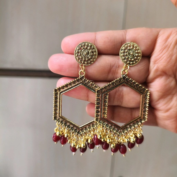 Resin Jhumka Base Pair ( MehroonBead) 