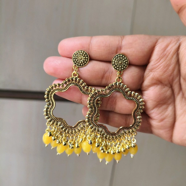 Resin Jhumka Base Pair ( Yellow Bead) 