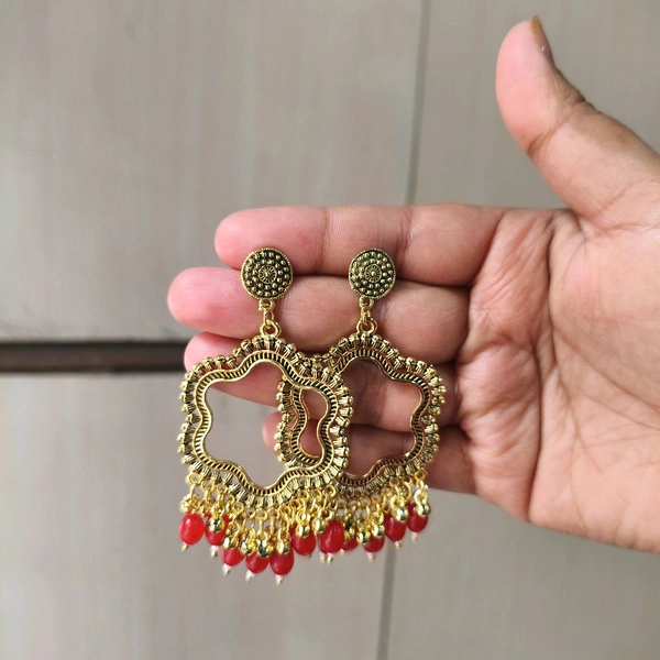 Resin Jhumka Base Pair ( RedBead) 