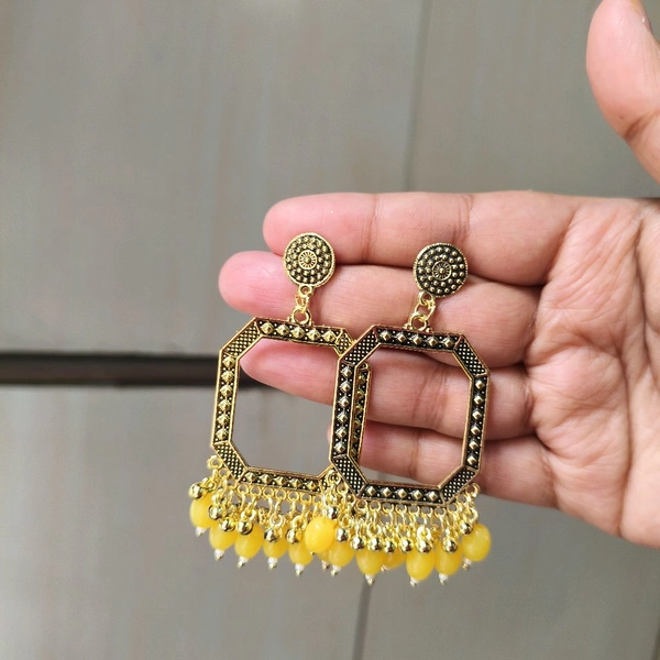 Resin Jhumka Base Pair( Yellow Bead) 