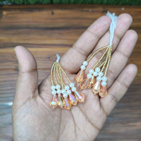Orange Diamond Moti Latkan / Tessel / Hanging Pair 