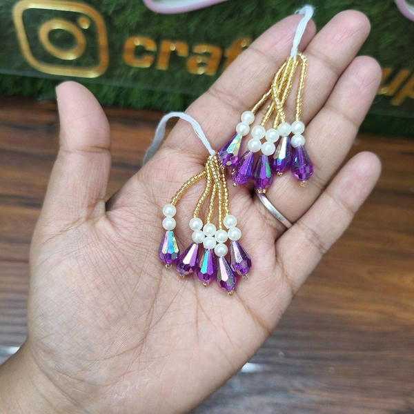 Purple Diamond Moti Latkan / Tessel / Hanging Pair 