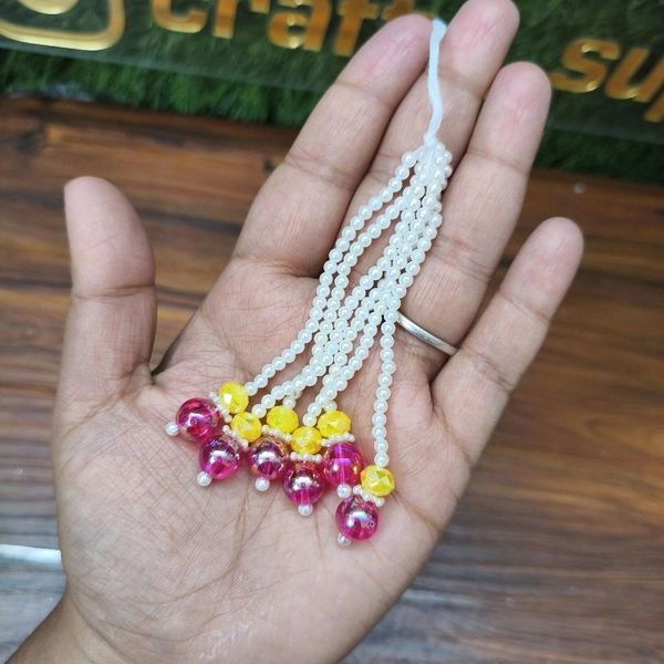Pink White Moti Latkan / Tessel / Hanging 1 Pc 