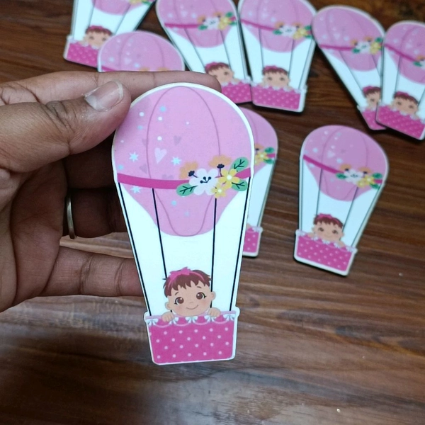 Baby Girl Balloon Wooden MDF Cutout Pair 
