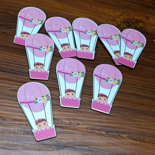 Baby Girl Balloon Wooden MDF Cutout Pair 