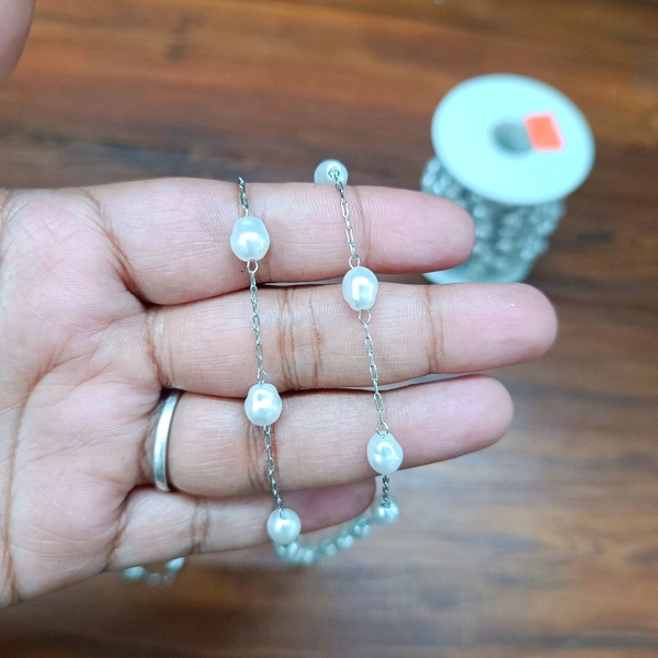 Pearl  Diamond multipurpose Chain Silver (1mtr)