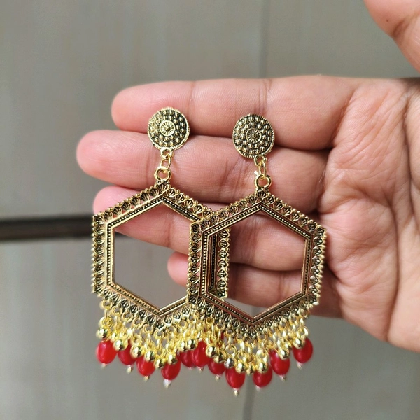 Resin Jhumka Base Pair(Red Bead)