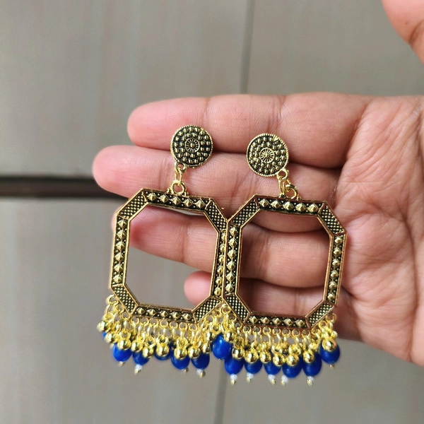 Resin Jhumka Base Pair (Blue Bead)