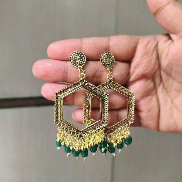 Resin Jhumka Base Pair(Green Bead)