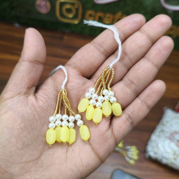 Yellow  Moti Latkan / Tessel / Hanging Pair 