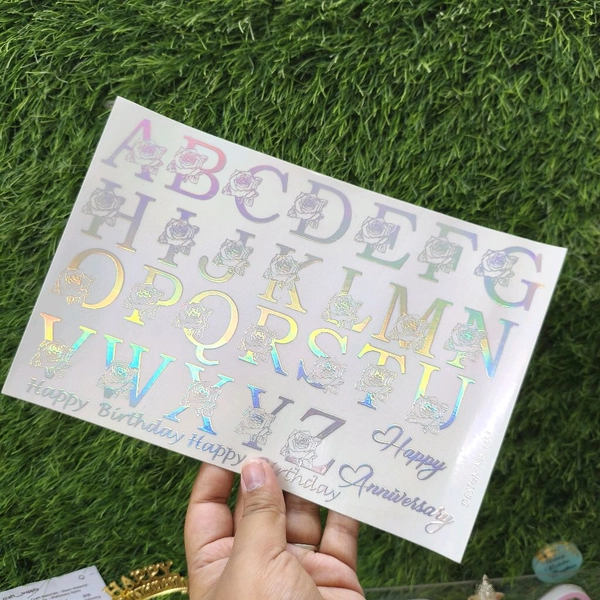 A5 Holographic Embossed Insert Sheet (Alphabet)  