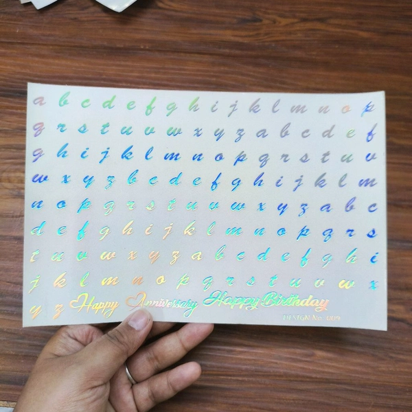 A5 Holographic Embossed Insert Sheet (Small Alphabet)