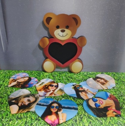 MDF Teddy Magnet with 7 Photo Prints