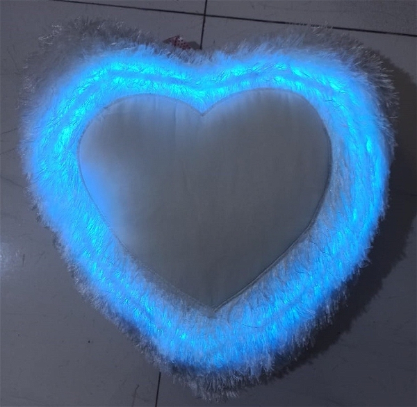 Single LED Fur Pillow - Heart Shape