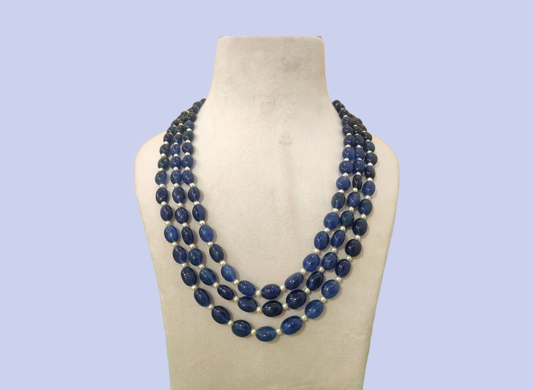 Chini Beads Long Jewel Set(Blue)
