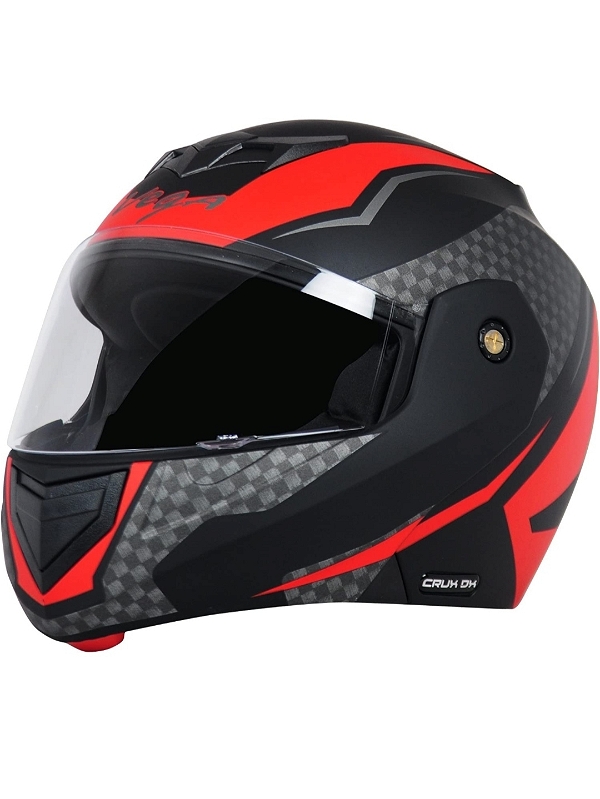 Vega Crux Dx Checks Dull Black Red Helmet - L