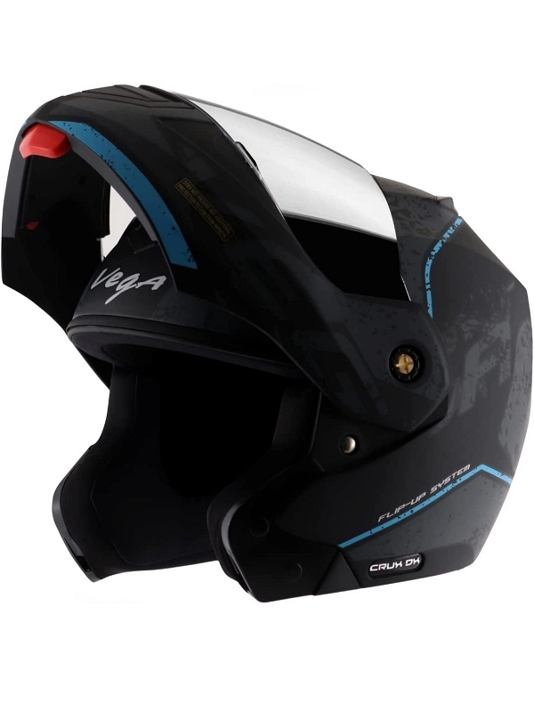 Vega Crux Dx Victor Dull Black Grey Helmet with Clear Visor - L