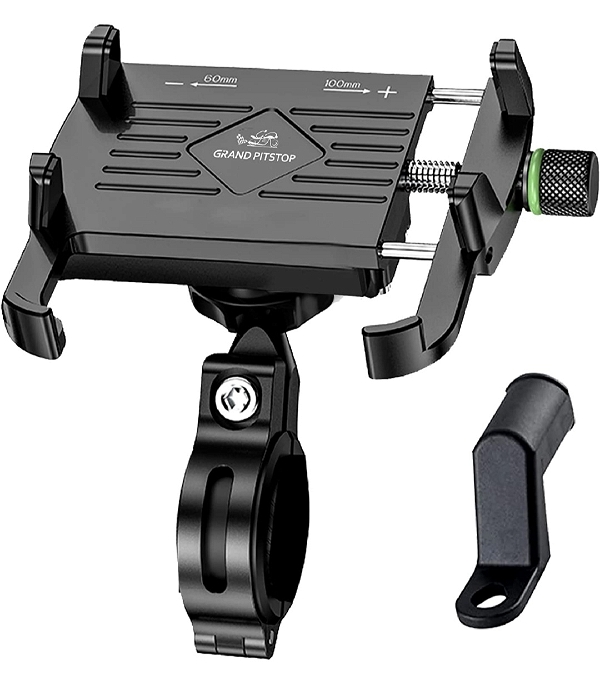 Grand Pitstop - Claw with Jaw Grip Aluminium Bike / Motorcycle / Scooter Mobile Phone Holder Mount, Ideal For Maps And Gps Navigation - Black - Black