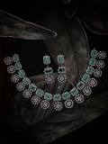 ShivaaY  Avira Diamond Necklace Sets  - Green Blue, Rose Gold