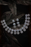 ShivaaY  Avira Diamond Necklace Sets  - Green Blue, Rhodium