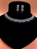 ShivaaY Avira Diamond Necklace Set  - Rhodium, Salomie, Ruby