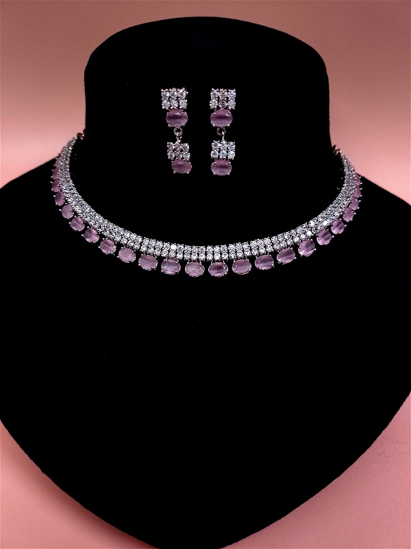 ShivaaY  Diya Preety Necklace Sets  - Pink