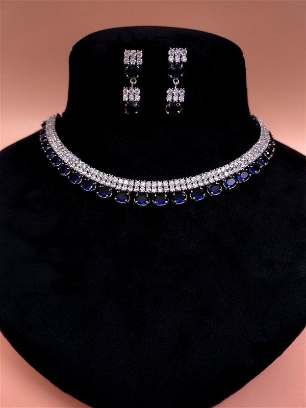 ShivaaY  Diya Preety Necklace Sets  - Sapphire