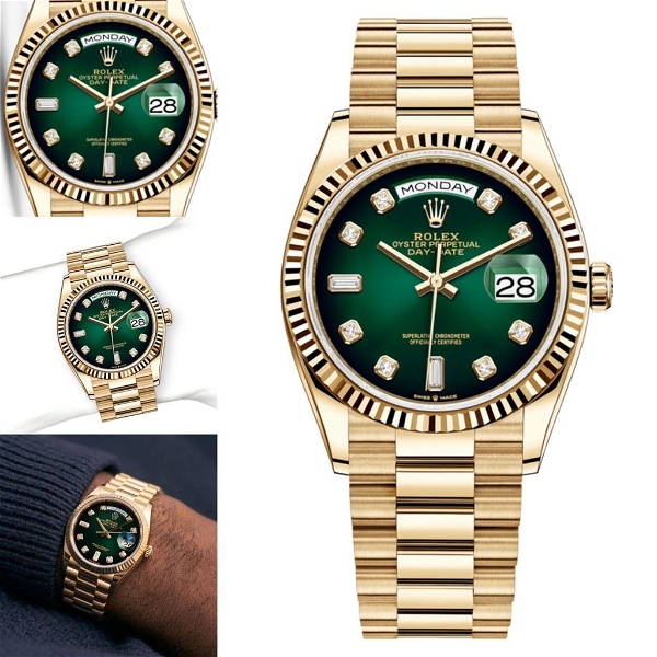 Luxury Watch Yellow Gold Green Dial 212 (Refurbished) - Gold