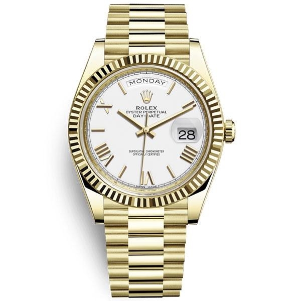 Luxury Watch Oyster Perpetual Day-Date Gold With White Dial (Refurbished
