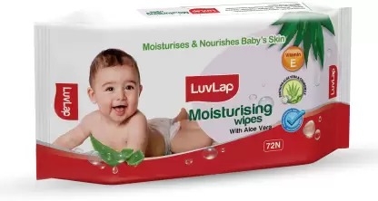 LuvLap Baby Moisturising Wipes with Aloe Vera, 72 wipes/pack - 72 WIPES