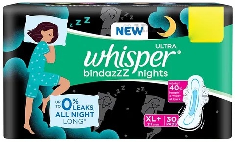 WHISPER BINDAZZZ NIGHTS XL+(317MM) 30 PADS