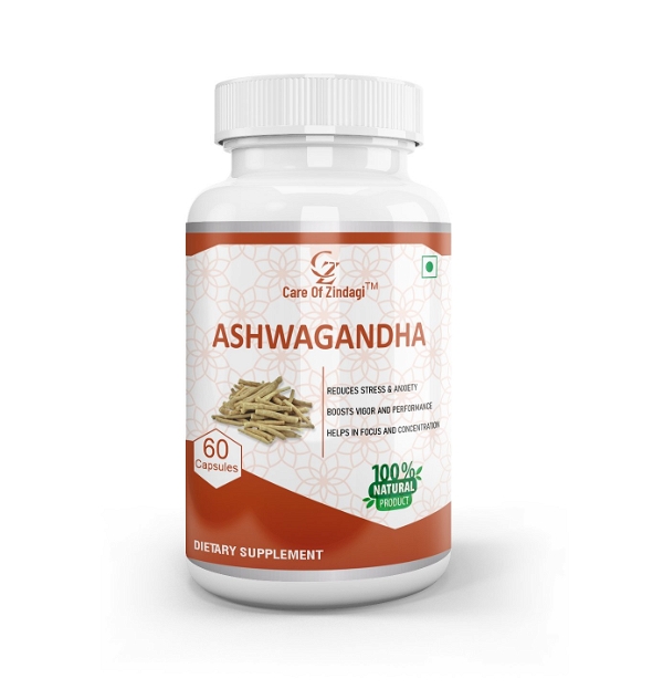 Care Of Zindagi Ashwagandha Capsules 500mg For Reduce Stress, Anxiety & Boost Performance - 60 Capsules - 60 capsules, April-2023, 24 Months