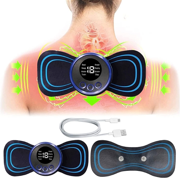 Care of Zindagi Fully Body Mini Butterfly Massager with 8 Modes 19 Levels Electric Rechargeable Portable EMS Patch for Shoulder, Neck, Arms, Legs, Neck, Pain Relief for Men/Women - Butterfly Massager