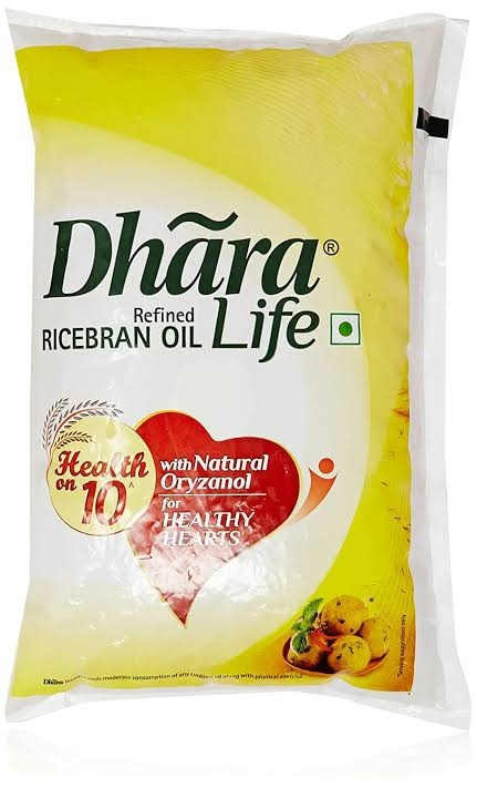 Dhara Refined Rice Bran Oil - 1lt