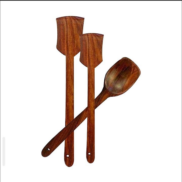 simonart and printing wood handicraft non stick spoon set - 100.0, 28 cm