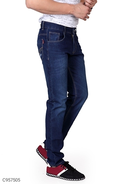 Denim Solid Regular Fit Jeans - Navy Blue, 28