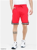 Cotton Blend Solid Regular Fit Mens Sport Shorts - Red, XL
