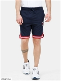 Cotton Blend Solid Regular Fit Mens Sport Shorts - Navy Blue, XXL