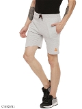 Cotton Blend Solid Regular Fit Mens Sport Shorts - Grey Melange, XL